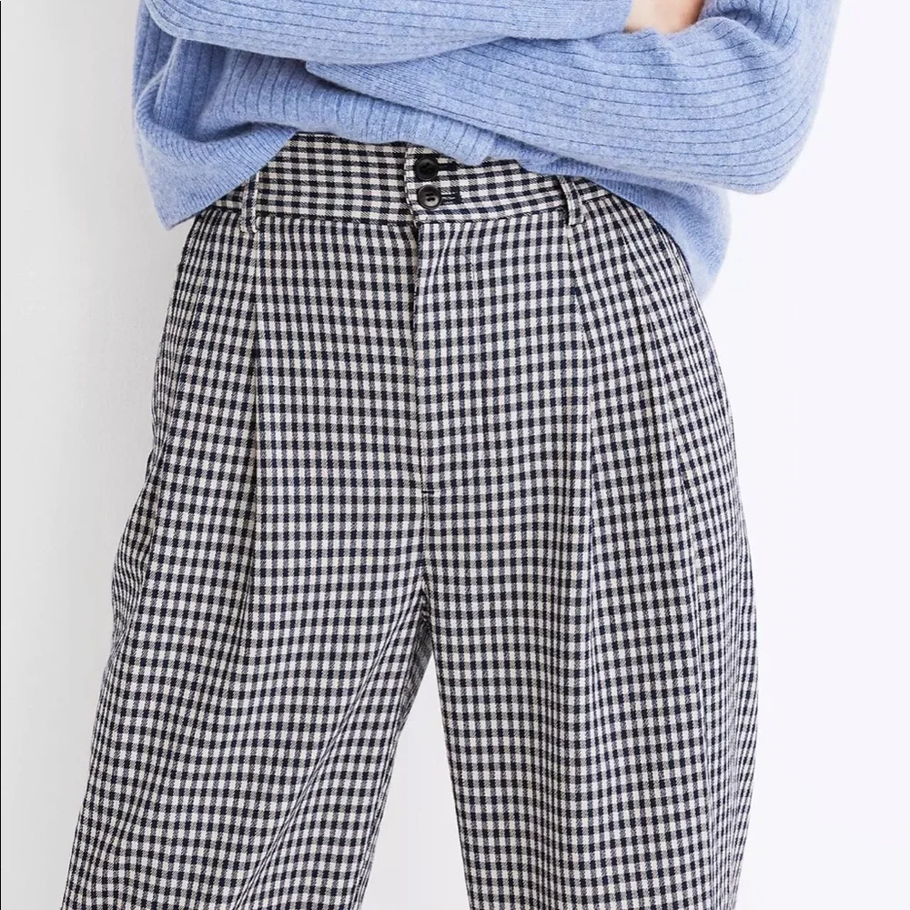 NWT Madewell Pleated Taper Wide-Leg Pants in Houndstooth - Picture 4 of 7